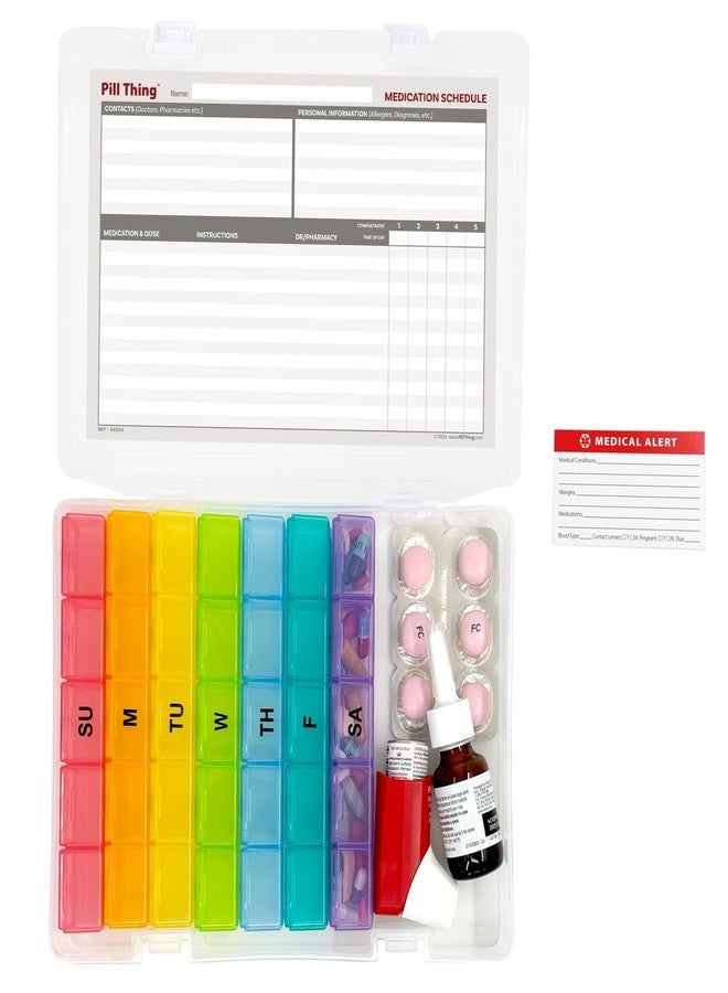 pill thing 5 Times a Day Weekly Pill Box Organizer Case, Secure 7 Day Pillbox with Medication Schedule (5 Time-a-Day) - Image 5